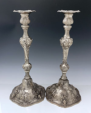 antique sterling candlesticks by Marshall Fields Chicago